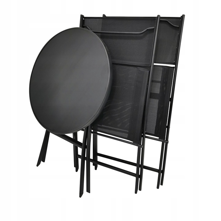 MEBLE NA BALKON TARAS SKŁADANE KOMPLET ZESTAW TASOS 2-OS 60 L CZARNY