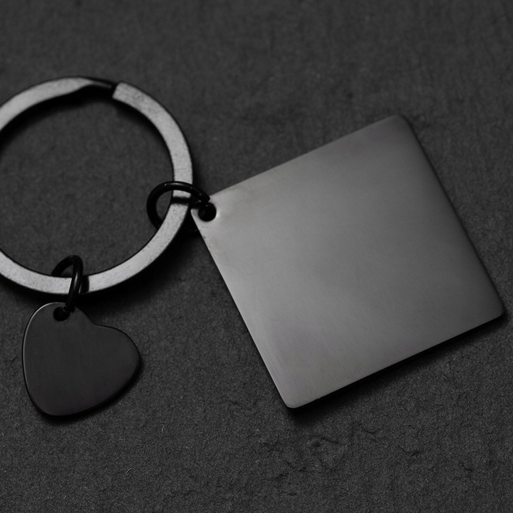 Brelok do kluczy z grawerem PREZENT na WALENTYNKI stal 316L czarny BLINGART