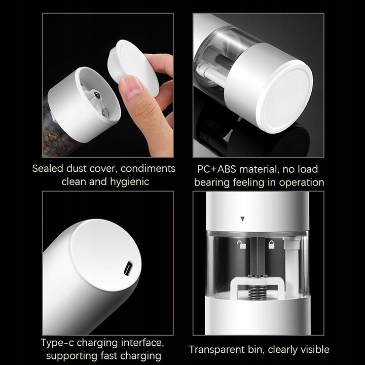 ELEKTRYCZNY MŁYNEK DO PIEPRZU I SOLI Z OŚWIETLENIA