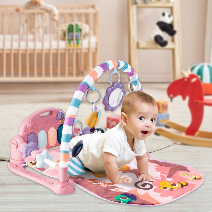 MATA EDUKACYJNA INTERAKTYWNA Z PIANINKIEM GRZECHOTKI GRYZAKI DLA NIEMOWLĄT