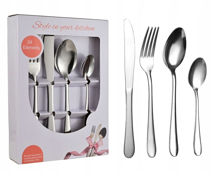 Zestaw Sztućców 24 Elementy Elegancki Design na 6 Osób (E)