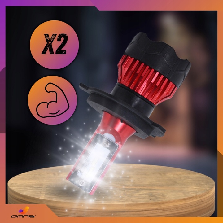 Żarówki samochodowe LED 12V can bus H4 GT COB + 300% super mocne pudełko