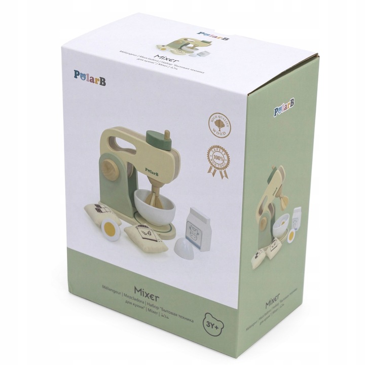 DREWNIANY MIKSER KUCHENNY ZIELONY BLENDER AKCESORIA ZESTAW VIGA POLARB