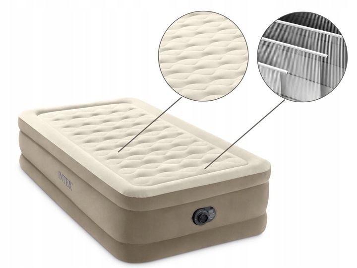 Materac dmuchany gruby jednoosobowy z pompką 191x99x46cm Intex 64426