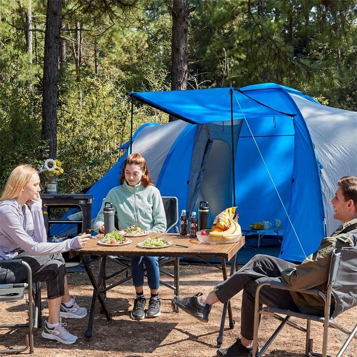 Stół kempingowy TIMBER RIDGE składany regulowany aluminiowy dla 4-6 osób