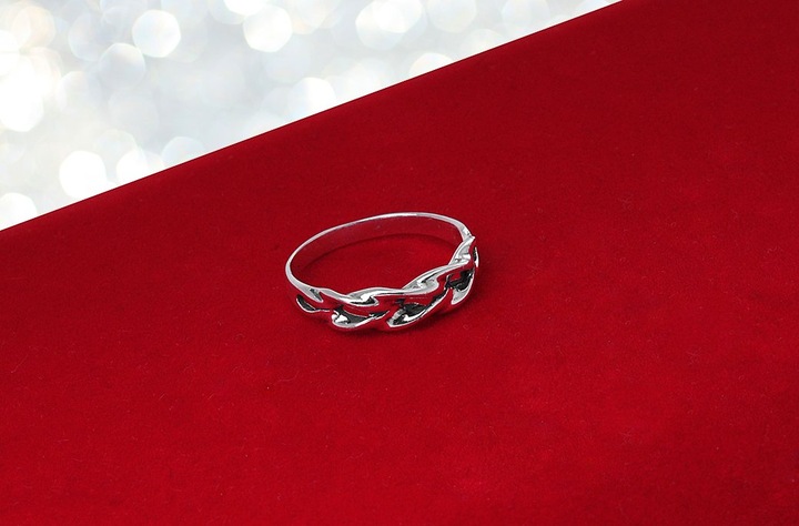 SREBRNA OBRĄCZKA PLECIONA AŻUROWA WARKOCZ 925 r9