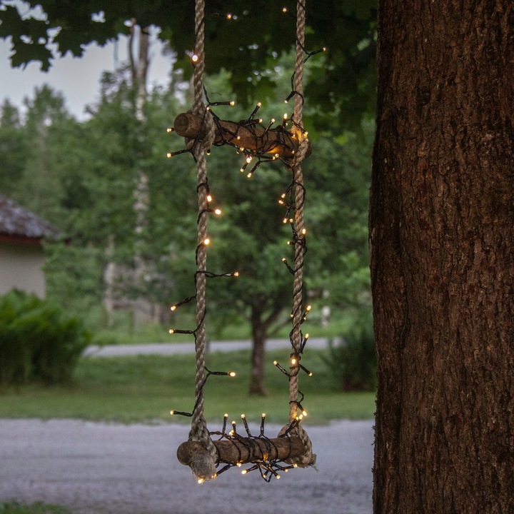 Lampki choinkowe LED 160 diod 11,2m na baterie Timer Białe Ciepłe IP44