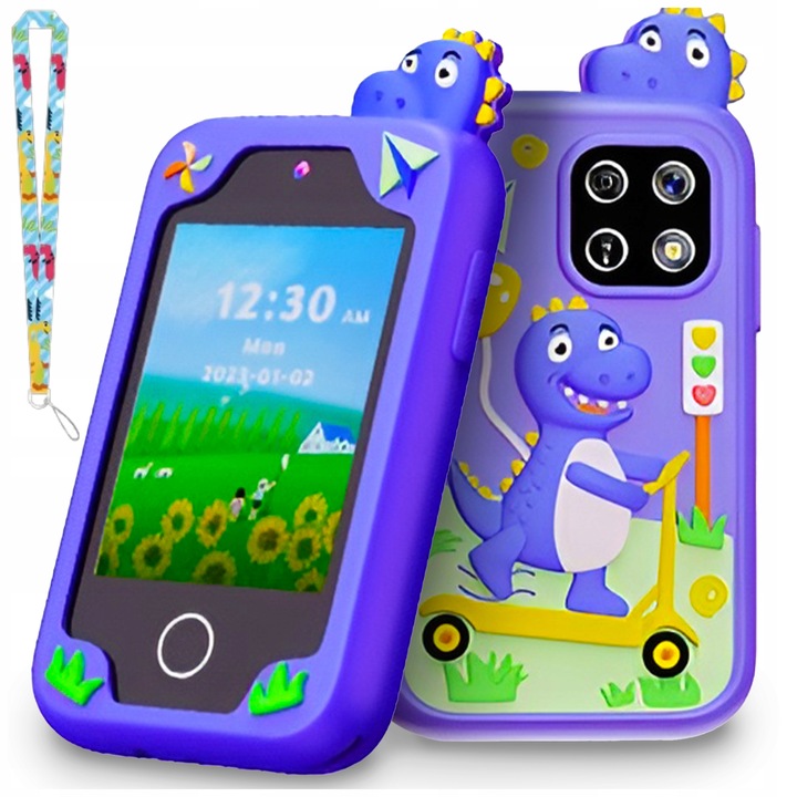 TELEFON DLA DZIECI SMARTFON ZABAWKOWY KAMERA LATARKA GRY POLSKIE MENU SMYCZ