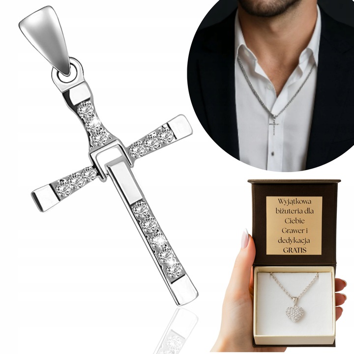 KRZYŻ KRZYŻYK VIN DIESEL TORETTO FAST SREBRO925 ZAWIESZKA SZYBCY I WŚCIEKLI