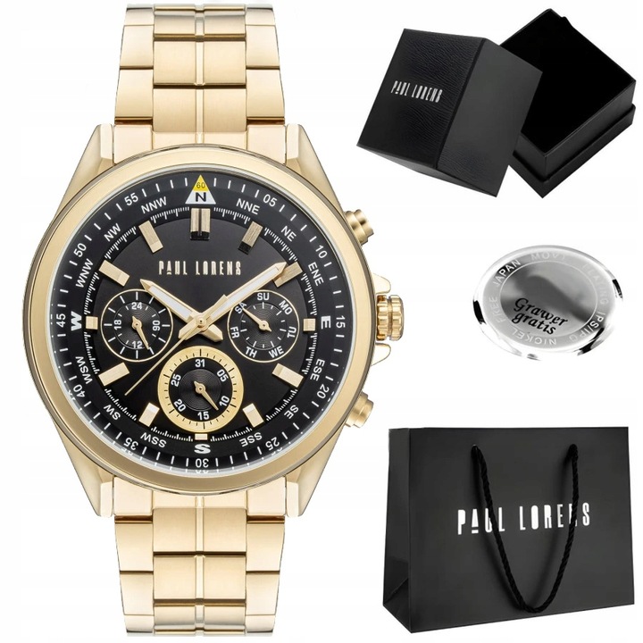 Zegarek męski Paul Lorens KODARI Z GRAWEREM - multidatownik + czas dobowy