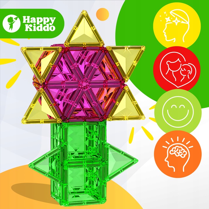 Klocki magnetyczne konstrukcyjne budowlane edukacyjne duży zamek 112 elemen