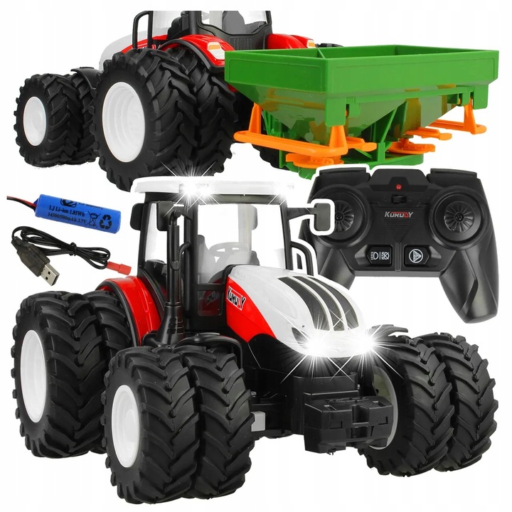 Traktor Rolniczy dla Dzieci Zdalnie Sterowany z Rozsiewaczem do Nawozów R/C
