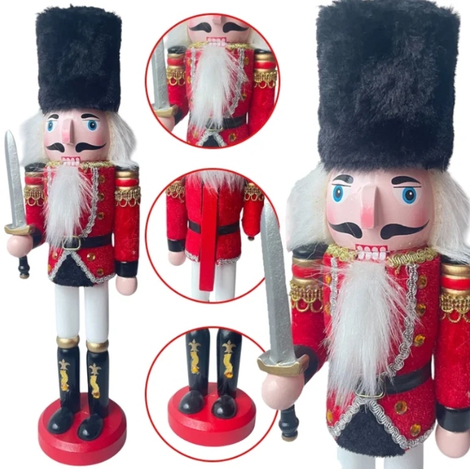 Figurka Świąteczna Dziadek do Orzechów 30CM w czapie Nutcracker