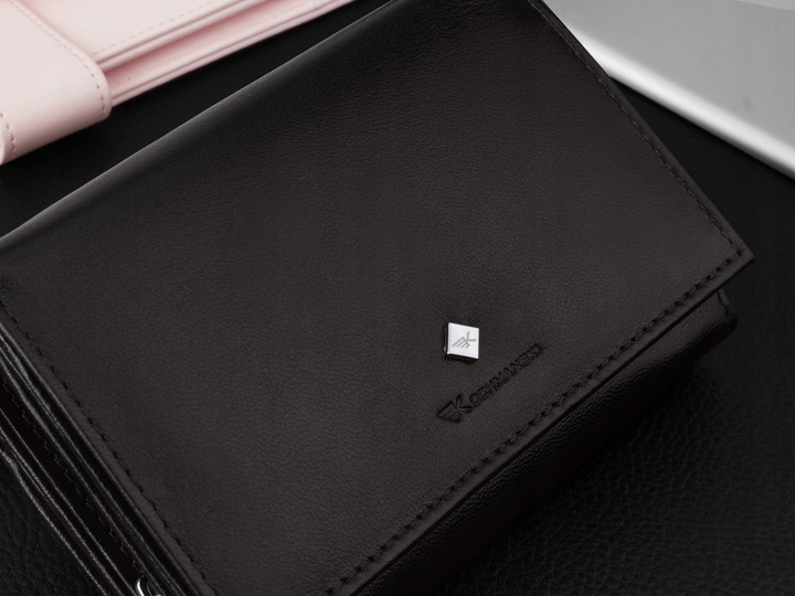 KOCHMANSKI portfel damski skórzany mały czarny na karty dokumenty pojemny