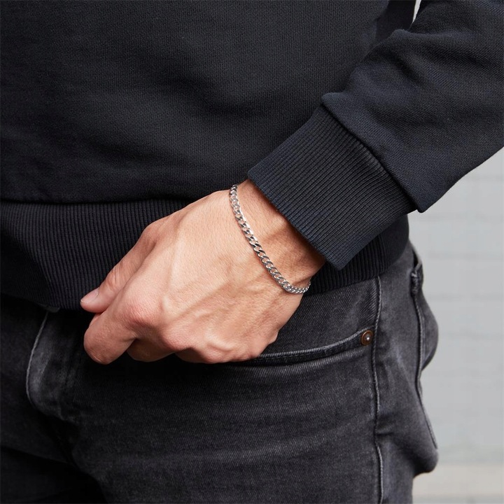 SREBRNA BRANSOLETKA MĘSKA SREBRO 925 DIAMENTOWANA PANCERKA NA PREZENT PEŁNA