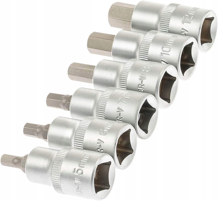 KLUCZE WPUSTOWE NASADOWE IMBUS HEX H5-H22 Z NASADKĄ 1/2' 12 SZT. NASADKI