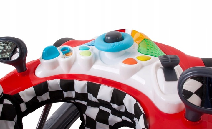 Interaktywny chodzik dla dzieci wyścigówka czerwono czarny