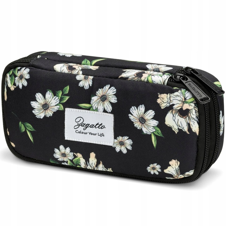 Piórnik dwukomorowy w kwiaty saszetka do szkoły dwie komory pojemny ZAGATTO