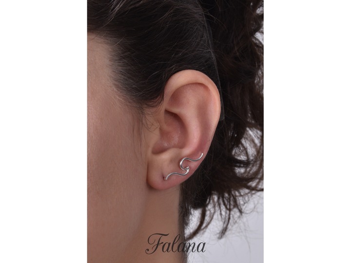 NAUSZNICE SREBRNE KOLCZYKI FALE DRUCIKI WAVE kn187