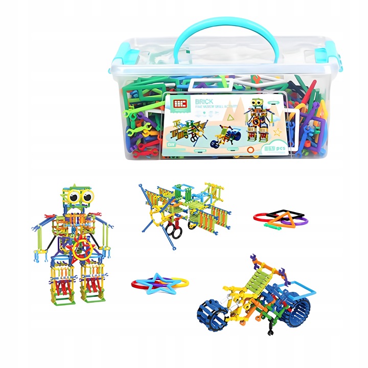 Klocki Małych Geniuszy Słomki Konstrukcyjne 869 el Edukacyjne Dla Dzieci