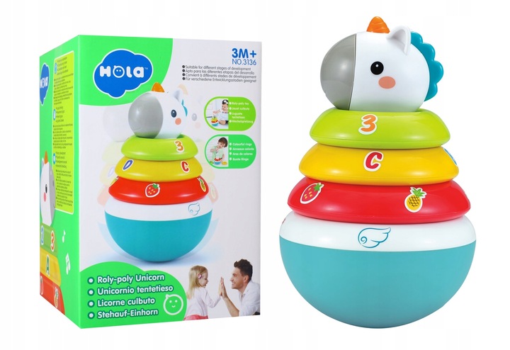 Piramidka sensoryczna wańka wstańka wieża grzechotka dla niemowląt