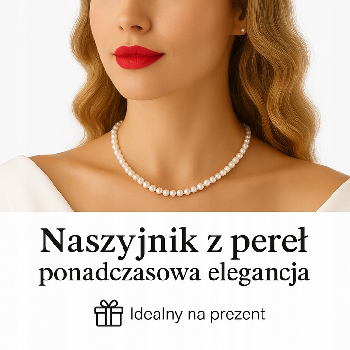 Naszyjnik kolia choker elegancki klasyczny białe perły perełki łańcuszek