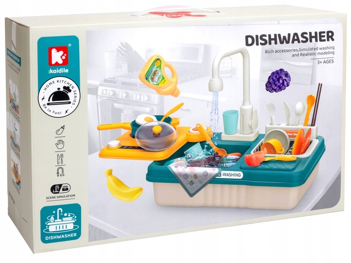 ZLEW ZLEWOZMYWAK kuchenka kuchnia dla dzieci palnik kran z wodą GARNKI 31el