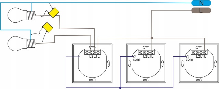 MODUŁ WŁĄCZNIK DOTYKOWY POJEDYNCZY SCHODOWY KRZYŻOWY KABLOWY WKŁAD PANEL
