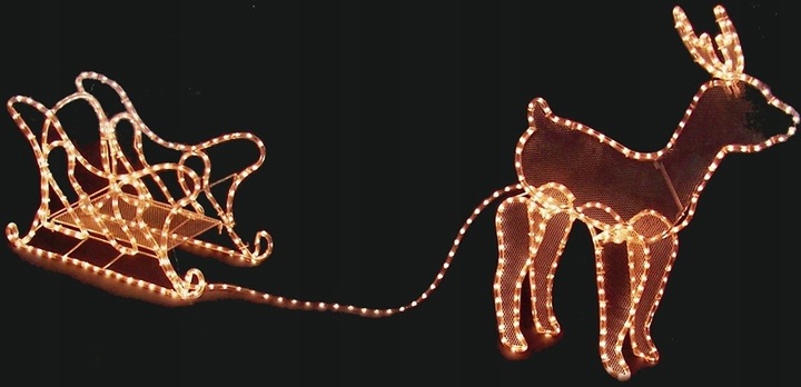 Renifer z Saniami 504 Led Zewnętrzny XXL ZAPRZĘG 230V Świecący Jelonek