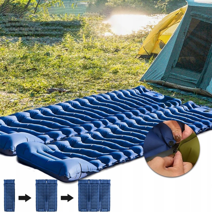MATA SAMOPOMPUJĄCA MATERAC KARIMATA TURYSTYCZNA Z PODUSZKĄ NAMIOT KEMPINGU