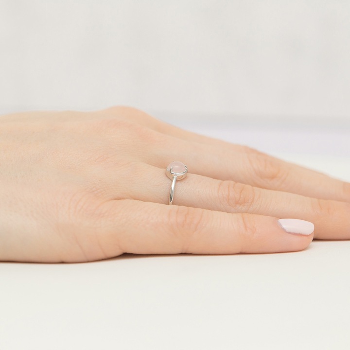 SREBRNY PIERŚCIONEK pr. 925 z Różowym Kwarcem r.10