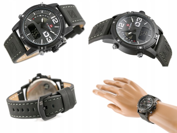 ZEGAREK MĘSKI NAVIFORCE CARBON +BOX +GRAWER datownik budzik stoper minutnik