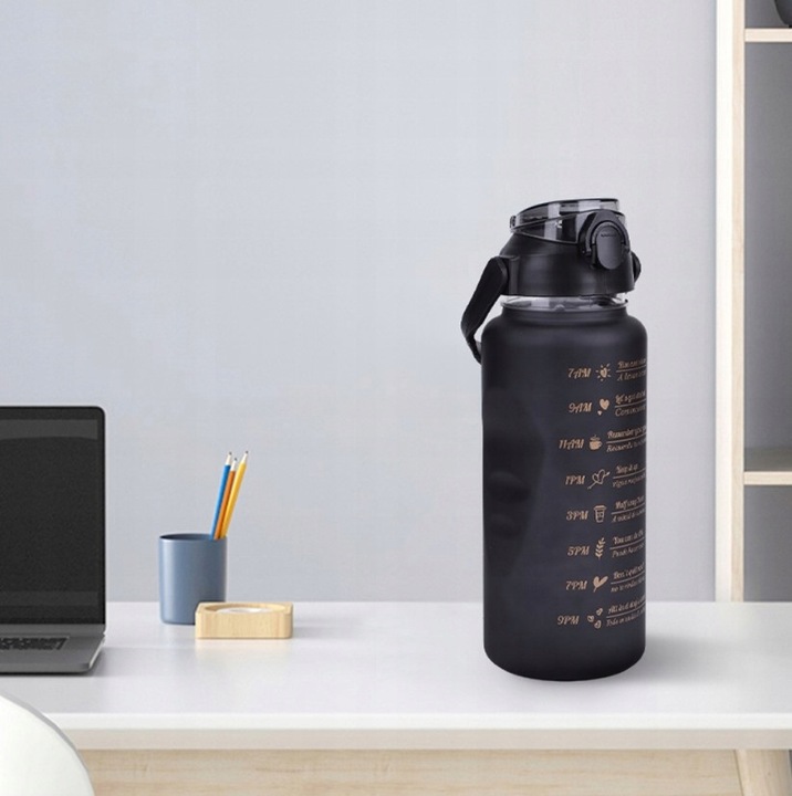 BIDON 2000ML DUŻA BUTELKA NA WODĘ Z MIARKĄ MOTYWACYJNĄ I SŁOMKĄ NA TRENING