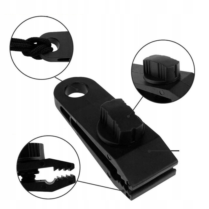 10X KLIPSÓW DO DUŻYCH OBCIĄŻEŃ Z 10 NAPINACZEM, 10 KARABIŃCZYKÓW DO MARKIZ