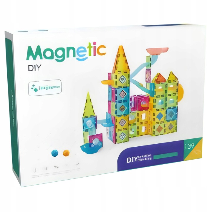 KLOCKI MAGNETYCZNE KONSTRUKCYJNE 3D ZESTAW 139 ELEMENTÓW DLA DZIECI 3+