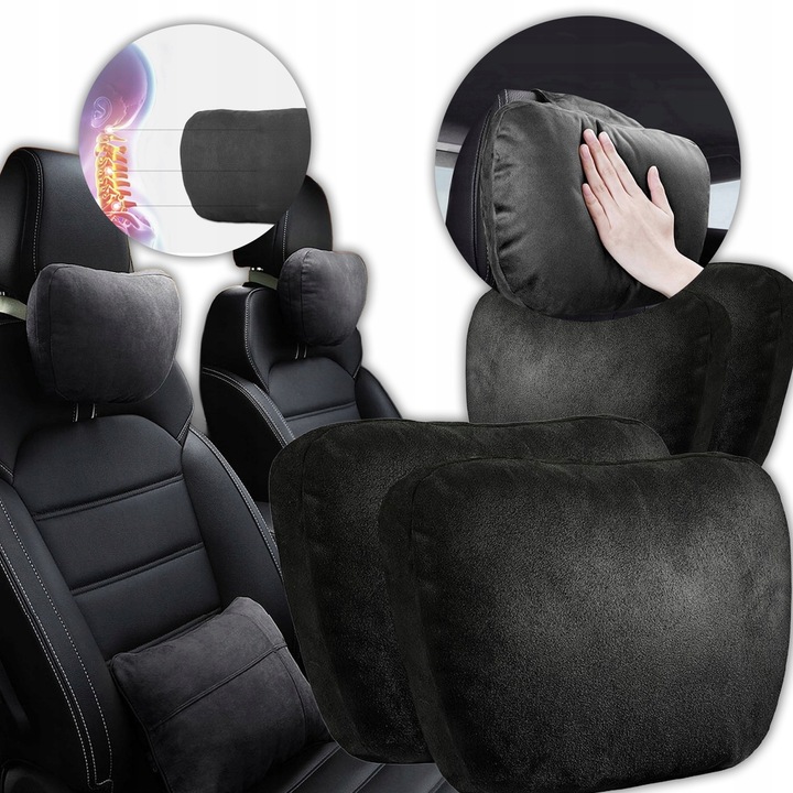 Poduszka Samochodowa Pod Szyję Głowę Kark Podróżna Zagłówek Zamszowa 2szt