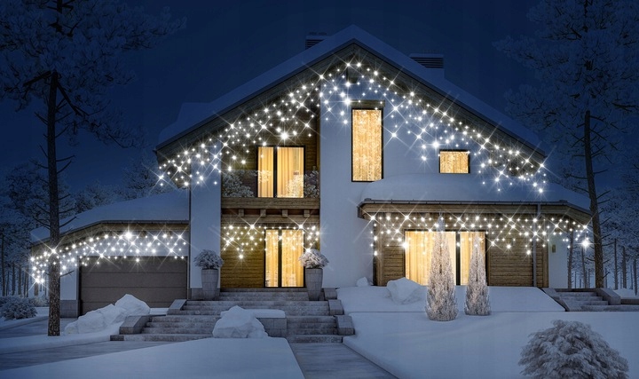 KURTYNA ŚWIETLNA 200 LED 9,5m SOPLE GIRLANDA LED BIAŁA ZIMNA PROGRAMATOR