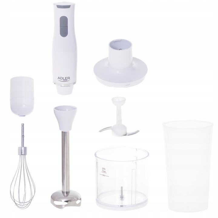 Blender Ręczny Wielofunkcyjny Mikser Biały Mocny Turbo Robot Zestaw 800W