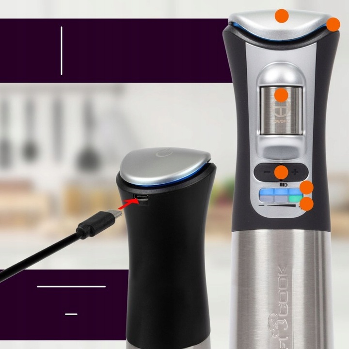 BEZPRZEWODOWY BLENDER RĘCZNY MIKSER USB ŁADOWARKA