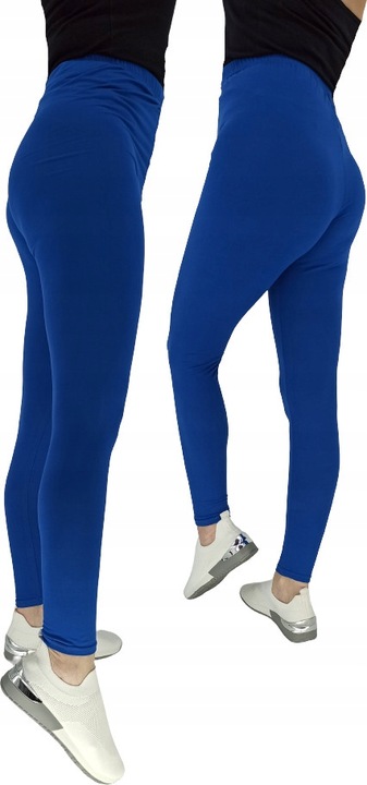 Leginsy długie damskie niebieskie bambusowe 4XL