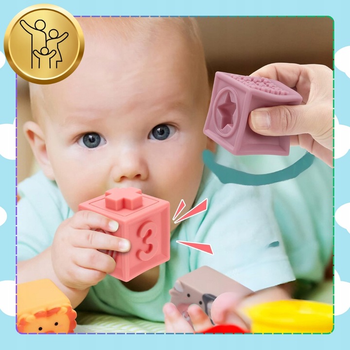 Miękkie kreatywne klocki sensoryczne dla niemowląt dzieci funkcja gryzaka
