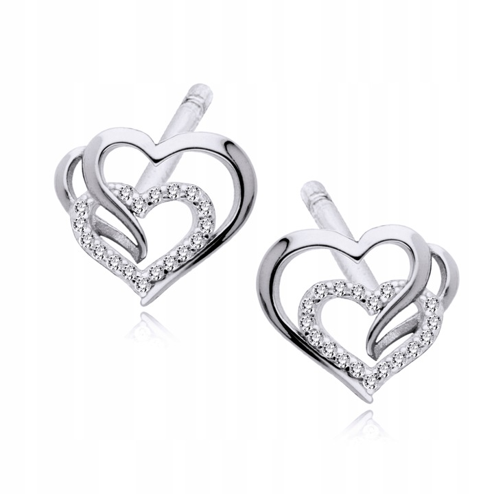 Srebrne Kolczyki 925 Serca Serduszka