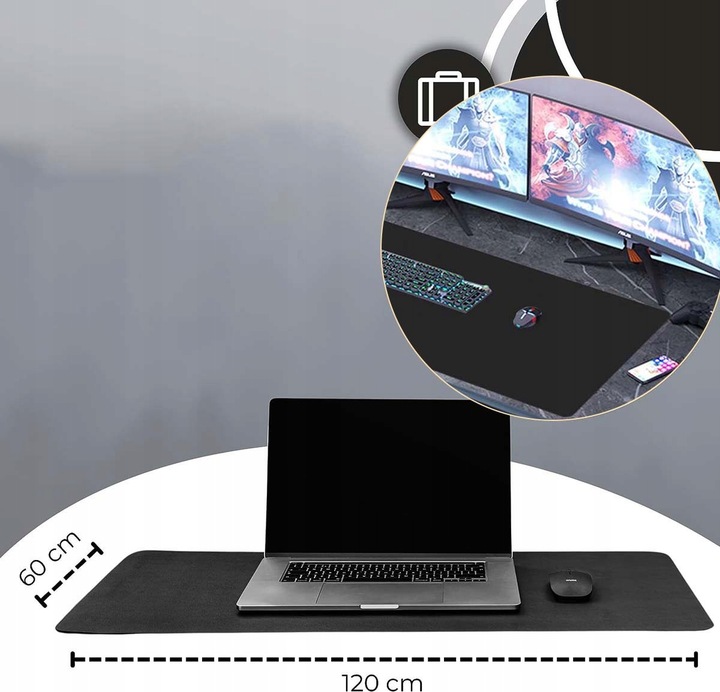 PODKŁADKA POD MYSZ GAMINGOWA NA BIURKO DUŻA 120*60 CM SKÓRA PU