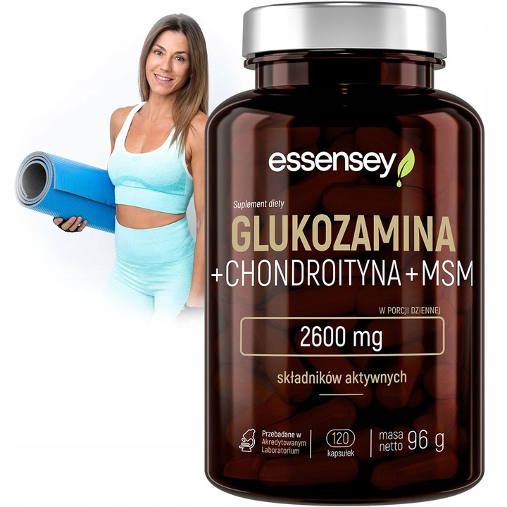 Essensey GLUKOZAMINA+ 2600MG FORTE CHONDROITYNA MSM STAWY 120 KAPS