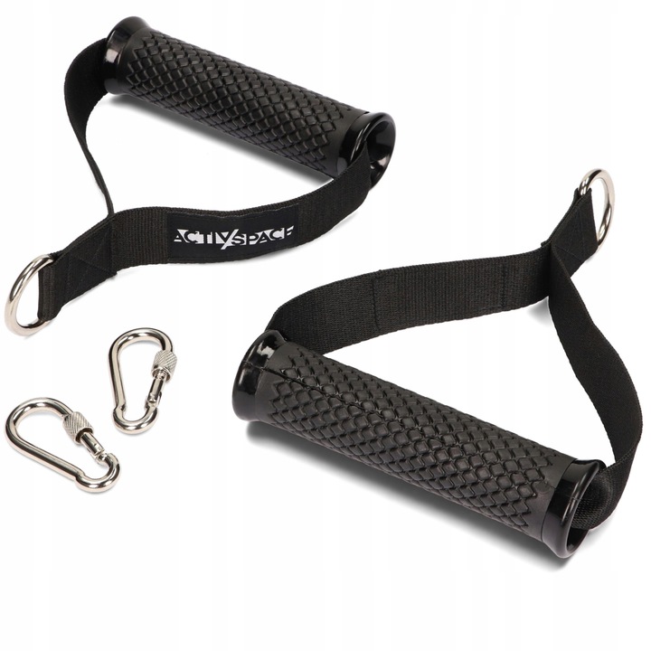 UCHWYT DO WYCIĄGU ATLASU GÓRNEGO DOLNEGO Z KARABIŃCZYKIEM ZESTAW 2SZT PRO