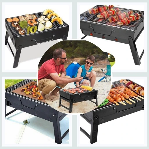 SKŁADANY PRZENOŚNY GRILL TURYSTYCZNY + LATARKA