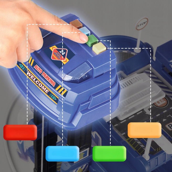 Parking garaż samochodowy zabawka z windą elektryczną zjeżdżalnia dla autek