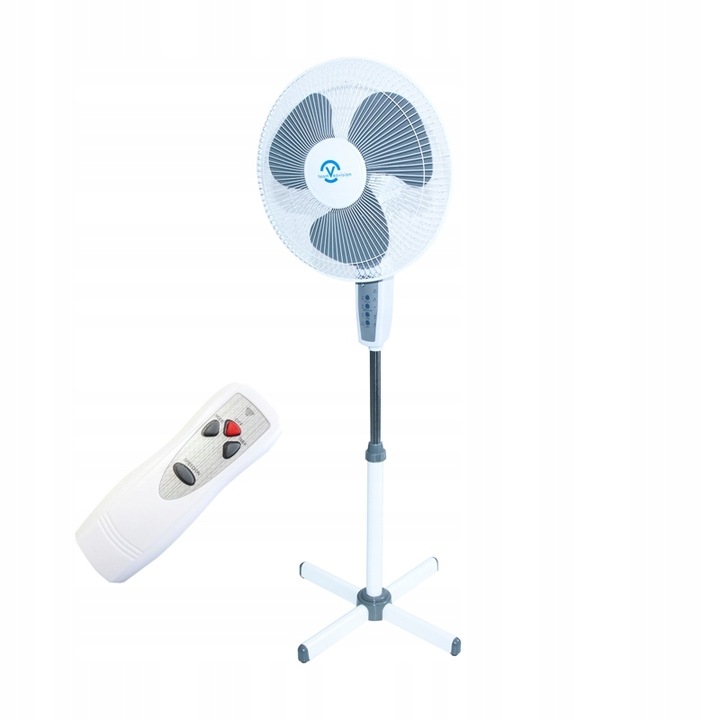 WENTYLATOR WIATRAK PODŁOGOWY DUŻY STOJĄCY Z PILOTEM REGULOWANY BIAŁY