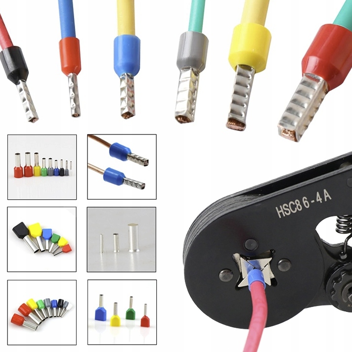 ZACISKARKA DO TULEJEK KONEKTORÓW PRZEWODÓW ZESTAW PRASKA + 1200 SZT TULEJEK