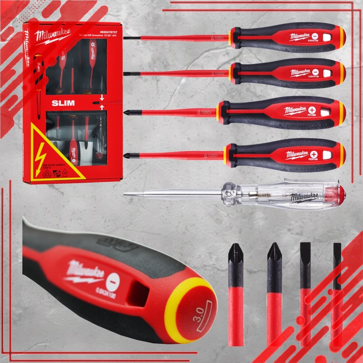 ZESTAW WKRĘTAKÓW DLA ELEKTRYKA MIESZANYCH SL PZ PRÓBNIK NAPIECIA VDE 5 SZTU